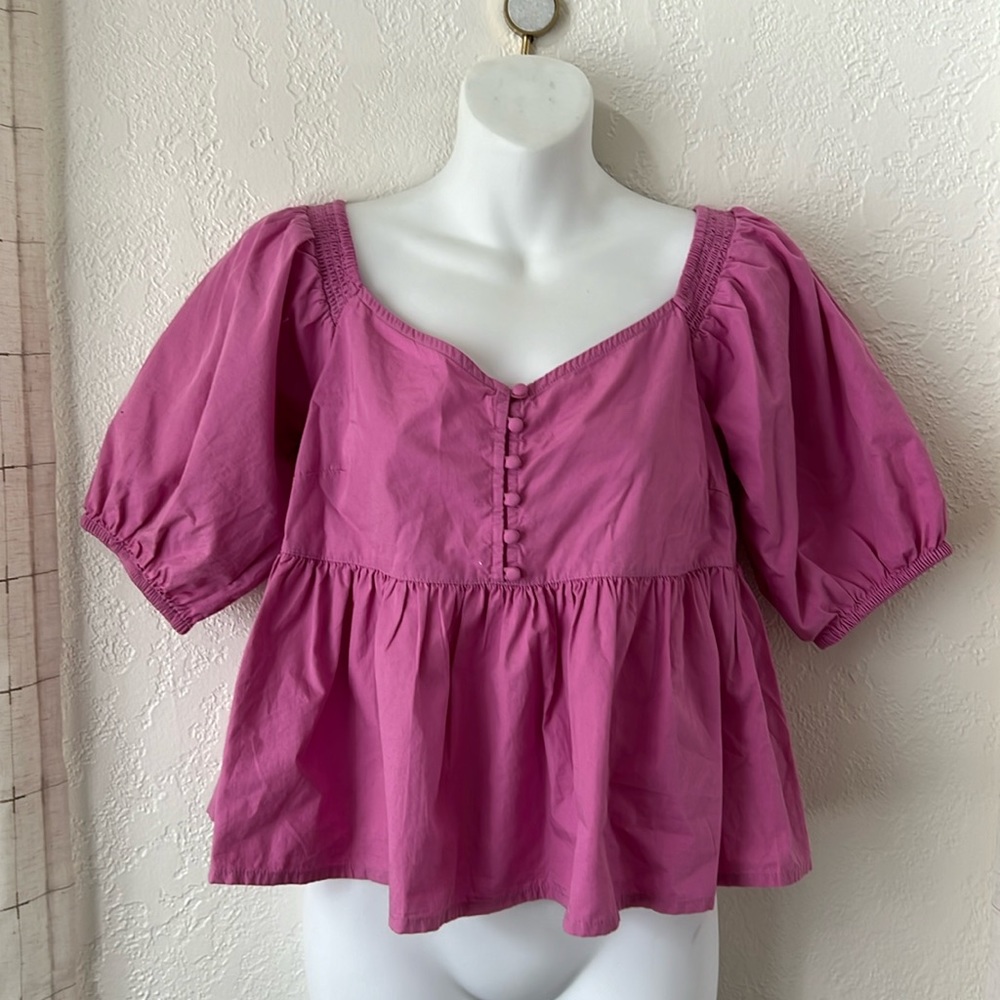 Free People peplum puff sleeve blouse top, size xs